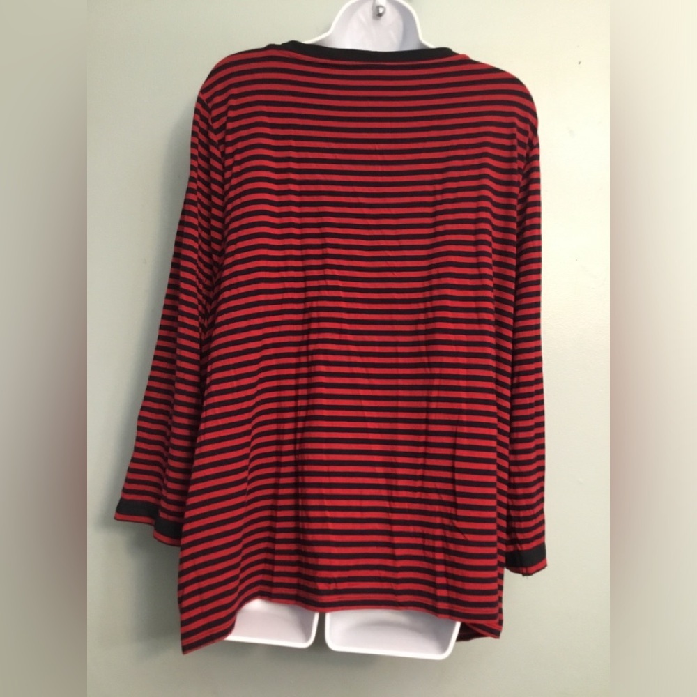 Talbots Bold Red and Navy Striped Top - Picture 4 of 14